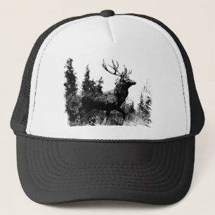 Boné Vintage Stag in Black and White, Veado Animal