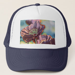 Boné Vintage Watercolor Red Purple Poppy Flowers
