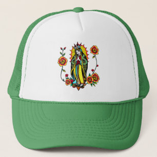 Boné Virgem Maria com Rosa Trucker Hat