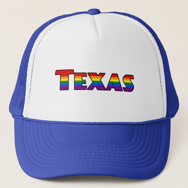 Boné Visor de texto LGBT do Texas Rainbow (Frente)