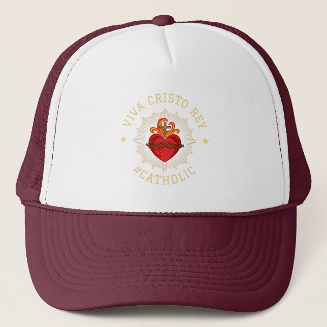 Boné Viva Cristo Rey Sacred Heart Trucker Hat (Frente)