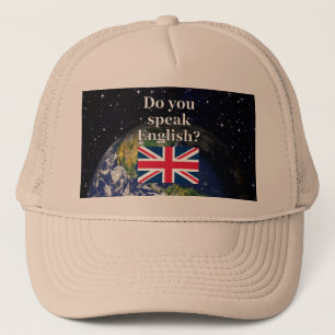 Boné "Você fala inglês?" em inglês. Sinalizador e Terra