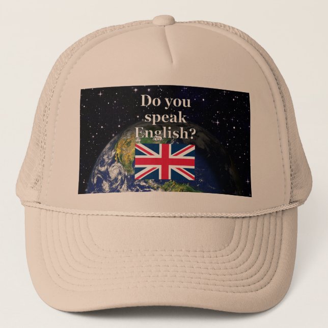 Boné "Você fala inglês?" em inglês. Sinalizador e Terra (Frente)