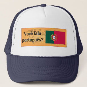 Boné Você fala português? em português. Sinalizador