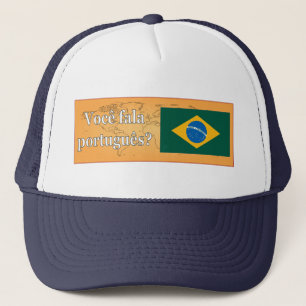Boné Você fala português? em português. Sinalizar wf