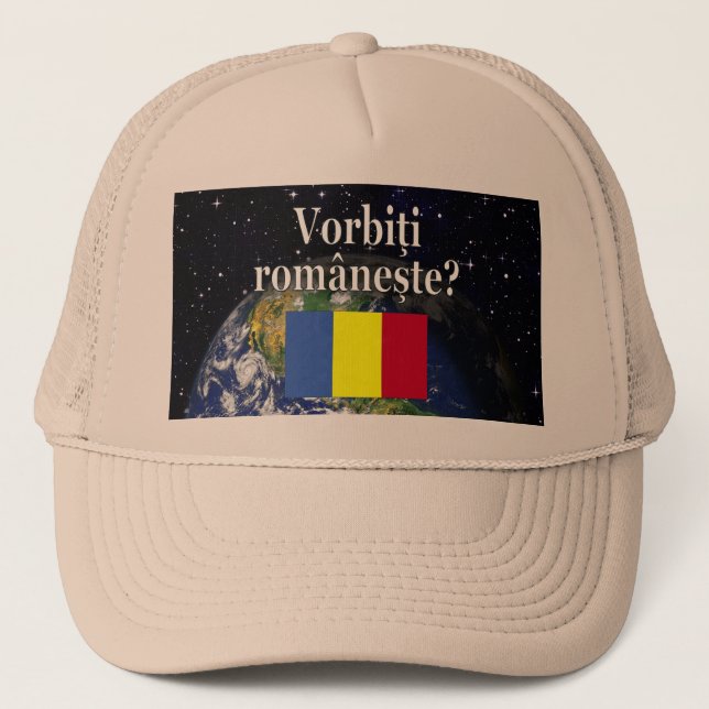 Boné Você fala romeno? Em romeno. Sinalizador e Terra (Frente)