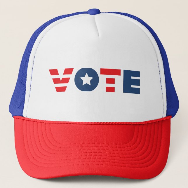 Boné VOTAÇÃO Em Blue Red Letters Trucker Hat (Frente)