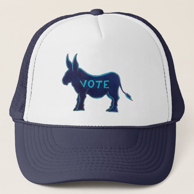 Boné VOTE Blue Donkey Dia das Eleições EUA Votando Patr (Frente)