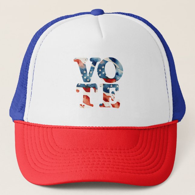 Boné Vote USA FLAG patriotic watercolor voting election (Frente)
