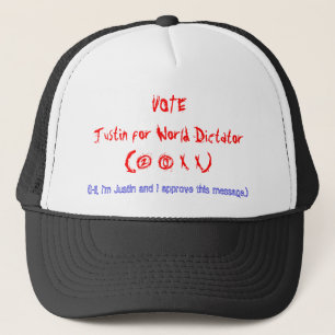 Boné VOTEJustin para o ditador do mundo (2 0 X X)