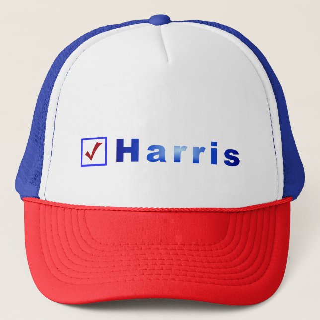 Boné Voto para Harris Red Check in Blue Box Hats (Frente)