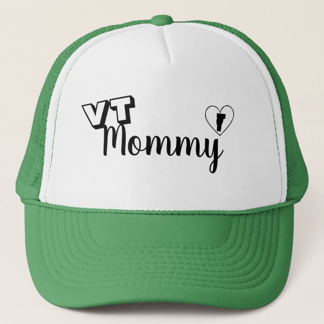 Boné VT Mamãe Love Trucker Hat, Mãe Gift Vermont (Frente)