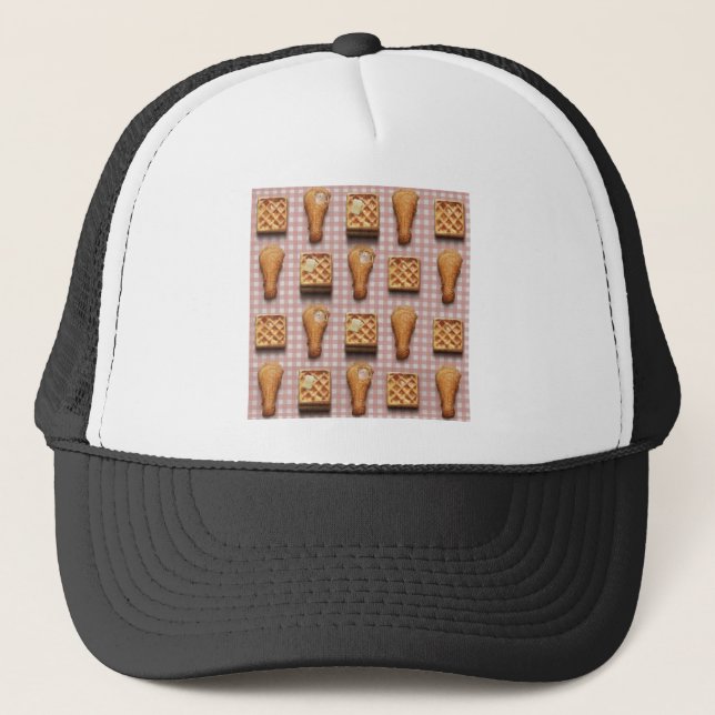 Boné waffles de frango gingham (Frente)
