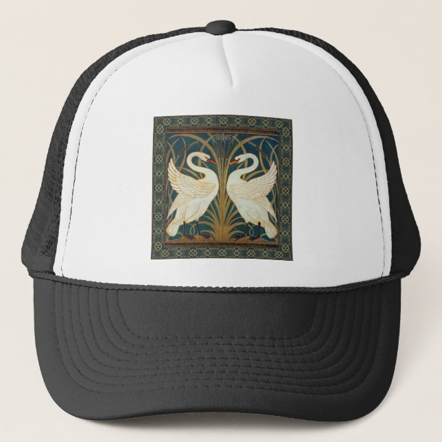 Boné Walter Crane Swan, Rush E Iris Art Nouveau (Frente)