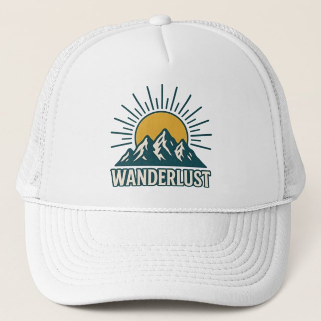 Boné Wanderlust Retro Teal Mountain Sunrise | Hiking (Frente)