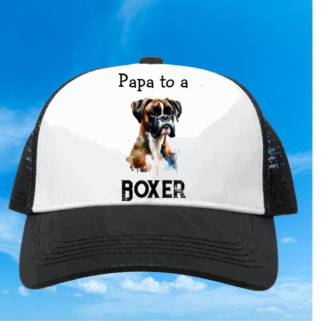 Boné Watercolor Boxer Papa Brown Personalize (Criador carregado)
