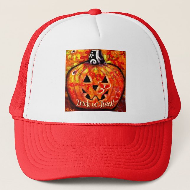 Boné Whimsical Abstract Jack O Lantern Personalized (Frente)