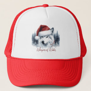 Boné Whispers do inverno - Lobo Aquarela em Santa Hat
