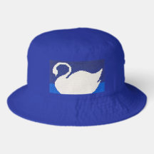 White Swan Cool Blue Shades Artisan Crochet Print 