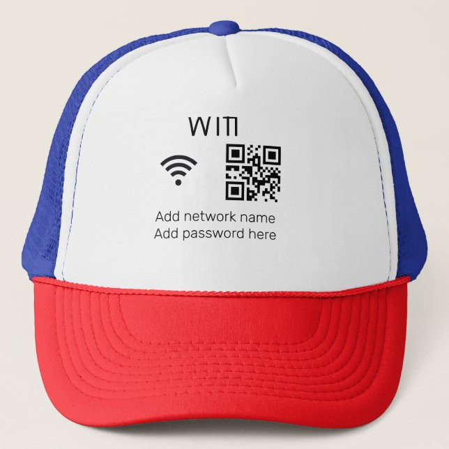 Boné Wifi password sign add Q R code here details here  (Frente)