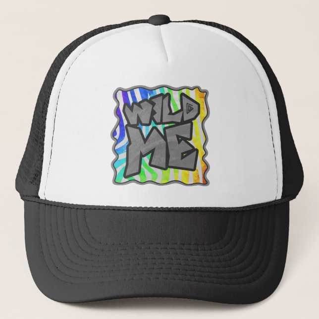 Boné Wild Me Zebra Rainbow e White Impressão (Frente)