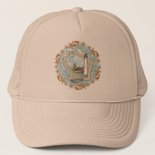 Boné Wisconsin Shells Lighthouse Trucker Hat (Frente)