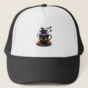 Boné Witch Cat Halloween Latte  Café Creepy Cute com
