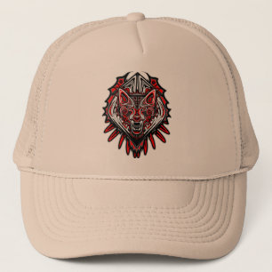 Boné Wolf Tattoo Style Haida Art Trucker Hat
