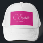 Boné Womens Festa de solteira Bridesmaid Name - Rosa<br><div class="desc">Personalizar Adicionar Texto de Imagem Aqui Modelo de Vestuário Personalizado Festa de solteira Branco Cor-de-Rosa,  Bridesmaid,  Nome Baseball & Trucker Hats.</div>
