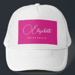 Boné Womens Festa de solteira Bridesmaid Name - Rosa<br><div class="desc">Personalizar Adicionar Texto de Imagem Aqui Modelo de Vestuário Personalizado Festa de solteira Branco Cor-de-Rosa,  Bridesmaid,  Nome Baseball & Trucker Hats.</div>