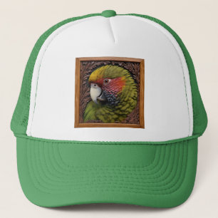Boné Woodland Harmony: Lorikeet Verde Sobre Madeira Esc