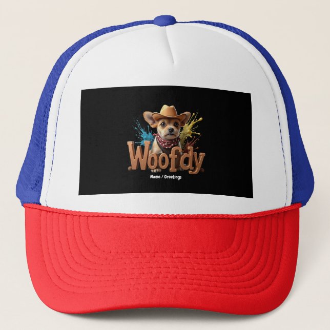 Boné Woofdy Cachorro Western Engraçado no Texas (Frente)