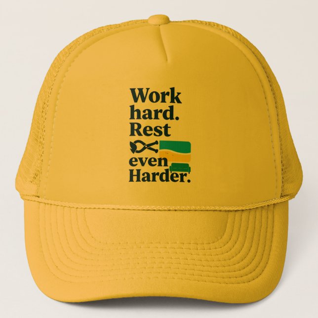 Boné Work Hard Rest Even Harder Beach Lifestyle Design (Frente)