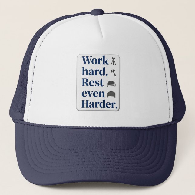 Boné Work Hard Rest Even Harder Bold Typography Shirt (Frente)