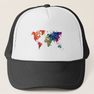 Boné World map in watercolor