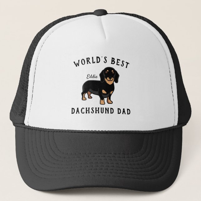 Boné World's Best Dachshund Dad Personalized Dog Name (Frente)