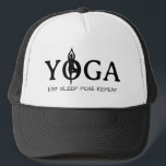 Boné YOGA Coma o sono e repete o chapéu de caminhoneiro<br><div class="desc">YOGA Comer sono posiciona um chapéu de caminhoneiro engraçado. Legal boné com a silhueta da postura da árvore. Legal ideia de presente para praticantes de ioga,  fãs,  professores,  instrutores,  treinadores de pilatos,  treinadores desportivos,  treinadores pessoais,  amantes de malhações,  etc. Cor do logotipo personalizável.</div>