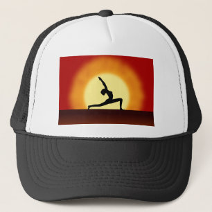 Boné Yoga Pose Mulher Pose Silhouette Sunrise Hats
