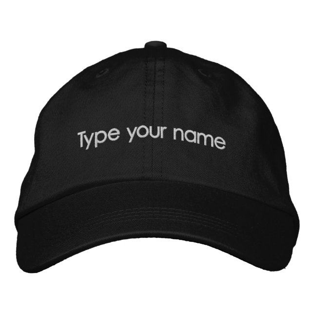 Boné Your Name Embroidered on Black Cap (Frente)
