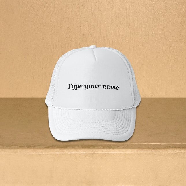 Boné Your Name on White Trucker Cap (Criador carregado)
