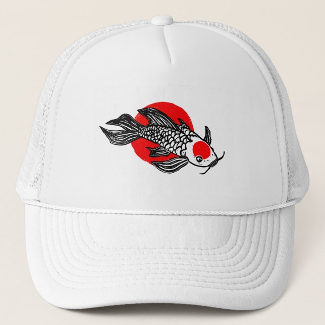 Boné Zen Koi Block Impressão Design Trucker Hat (Frente)