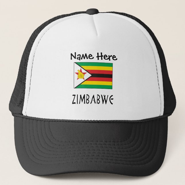 Boné Zimbábue e Bandeira do Zimbábue com Seu Nome Truck (Frente)