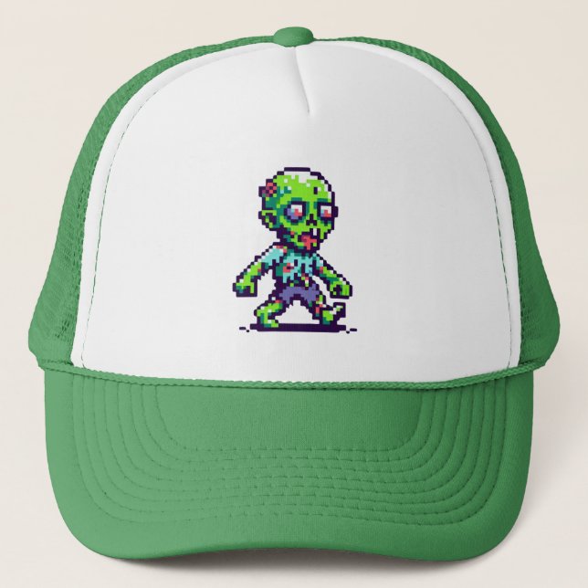 Boné Zombie Halloween engraçado de 8 bits (Frente)