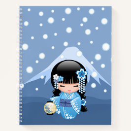 Boneca de inverno Kokeshi - Garota Geisha Blue Mou