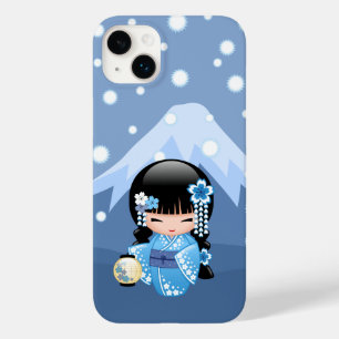 Boneca de inverno Kokeshi - Garota Geisha Blue Mou