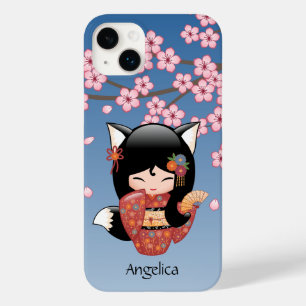 Boneca de Kitsune Kokeshi - menina de gueixa do