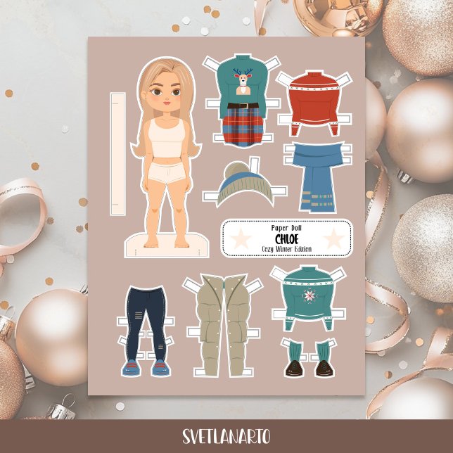 Boneca de Papel de Natal Menina Loira Roupas de In (Criador carregado)