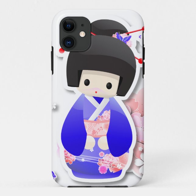 Boneca Geisha Japonesa - capas de iphone Blue Seri (Verso)