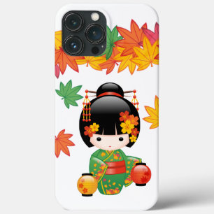 Boneca Kokeshi verde Kimono Geisha