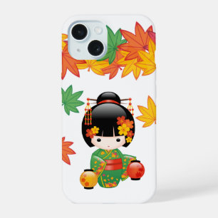 Boneca Kokeshi verde Kimono Geisha